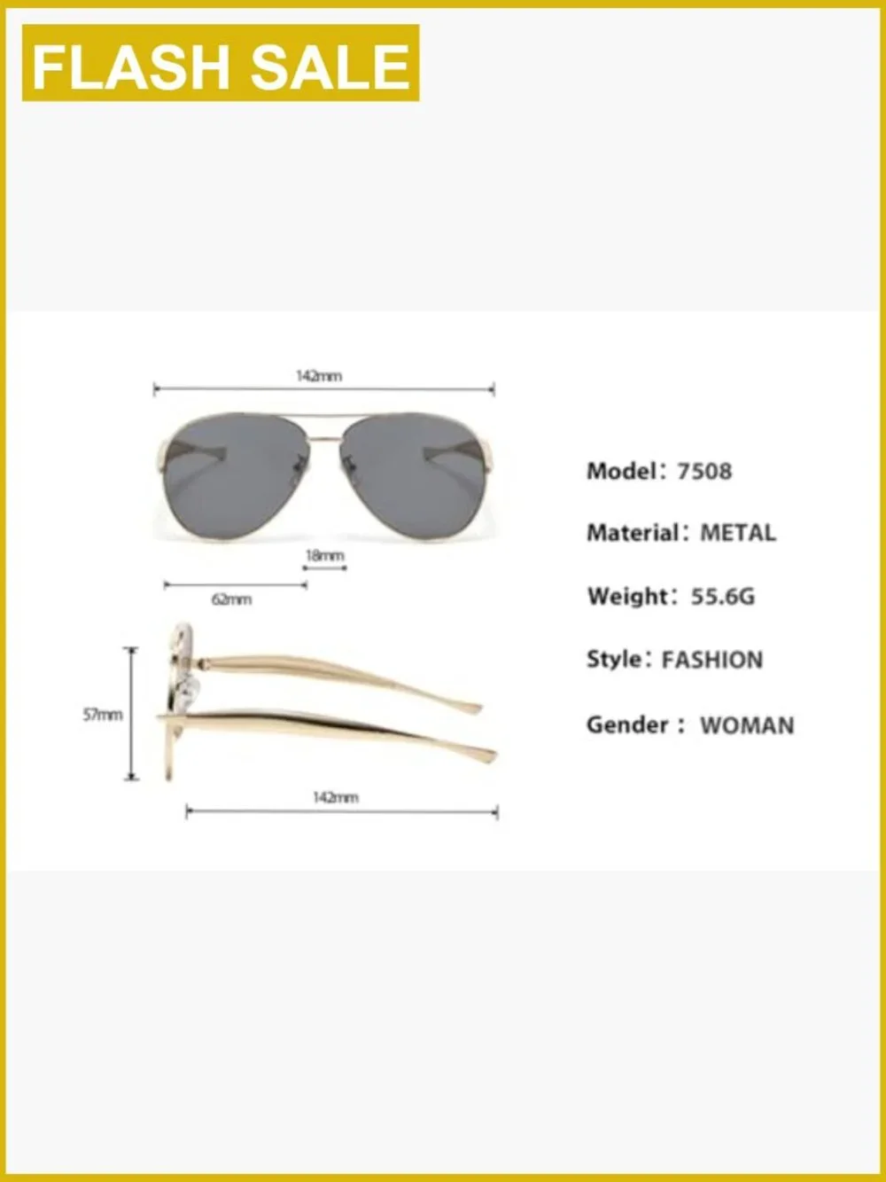 Oversized Pilot Frog Eye Sunglasses Metal Frame Retro UV400 Shades
